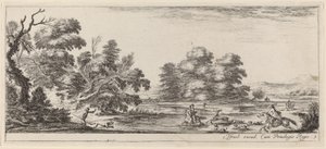 Landschaft mit Hirschjagd, vor oder um 1647 von Stefano della Bella