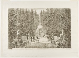Die aus dem Boden sprudelnden Wasserstrahlen, aus Ansichten der Villa von Pratolino