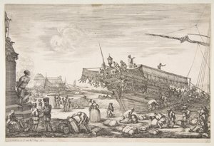 Beladen einer Galeere, aus Ansichten des Hafens von Livorno, 1654-55 von Stefano della Bella