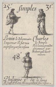 Ludwig der Fromme... Karl der Einfältige, aus Das Spiel der Könige von Frankreich, 1644