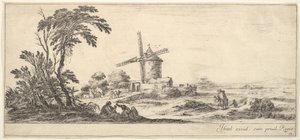 Platte 10: eine Familie im Vordergrund, verschiedene Figuren und Pferde im Mittelgrund, ca. 1641