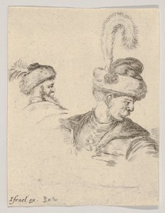 Tafel 11: eine polnische Büste im Profil, nach rechts gedreht, ein weiterer polnischer Kopf von..., ca. 1649 von Stefano della Bella