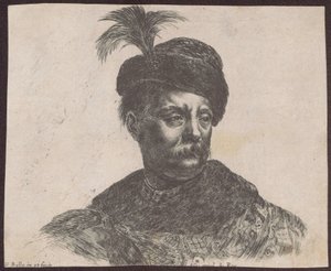 Studium eines polnischen Edelmanns im Brustbild, aus dem Zyklus "Principii del disegno" von Stefano della Bella
