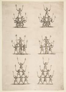 Sechsunddreißig Akrobaten in sechs Gruppen, 1652 von Stefano della Bella