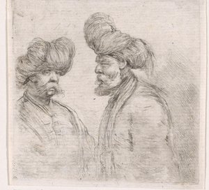 Zwei türkische Männer mit Schnurrbärten und Turbanen von Stefano della Bella