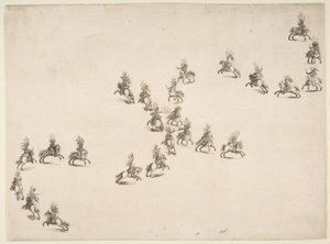 Vierundzwanzig Kavaliere bilden ein Doppel-S, 1652 von Stefano della Bella