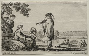 Verschiedene Figuren und Landschaften: Ein Geigenspieler