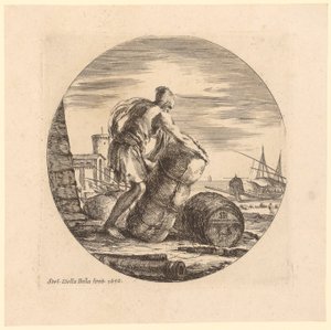 Zwangsarbeiter beim Transport von Waren von Stefano della Bella