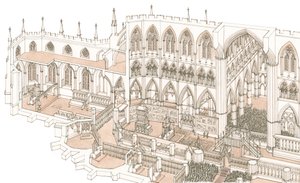 Der Chor der Westminster Abbey zur Zeit der Krönung von König Heinrich IV. im Jahr 1399 von Stephen Conlin
