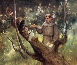 Der heilige Franziskus predigt den Vögeln