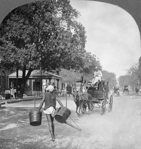 Bewässerung der Straßen von Rangun, Burma, 1908