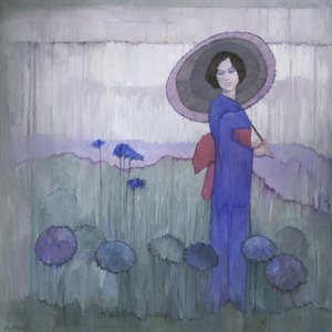 Blauer Kimono Lotusfeld