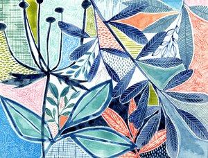 Abstraktes botanisches Laub von Susan Black