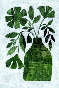 Grüne Botanische Collage Vase