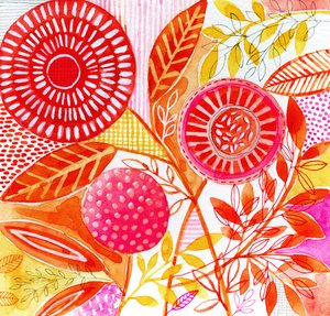 Lebendige abstrakte Blumen von Susan Black