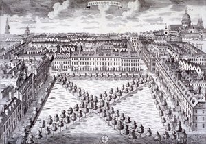 Vogelperspektive des Charterhouse Square, Finsbury, London, um 1750