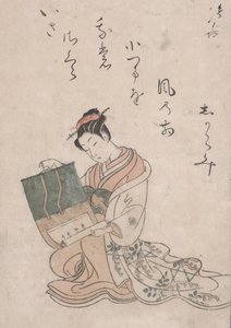 Schönheit, die eine Schriftrolle entrollt, ca. 1770