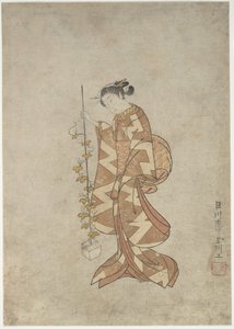 Moderne Darstellung der Dichterin Kaga no Chiyo von Suzuki Harunobu