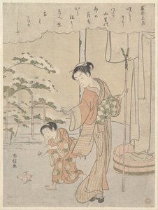 Gedicht von Fujiwara no Motozane (ca. 860) aus der Serie Sechsunddreißig Dichter von Suzuki Harunobu