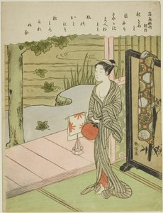 Gedicht von Fujiwara no Toshiyuki, aus einer unbetitelten Serie von sechsunddreißig unsterblichen Dichtern von Suzuki Harunobu