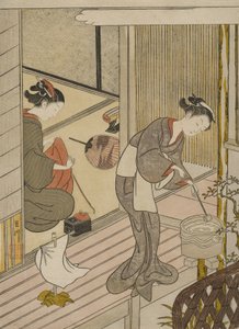 Rückkehrende Segel des Handtuchhalters von Suzuki Harunobu
