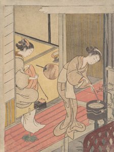 Die zurückkehrenden Segel des Handtuchhalters, ca. 1766 von Suzuki Harunobu
