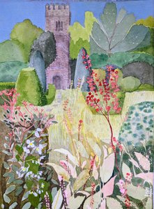 Mittelalterlicher Turm in einem Garten, Dartington, 2022 von Suzy Fasht