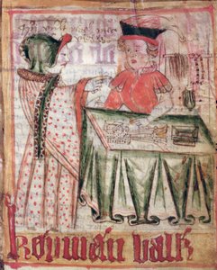 Innenansicht eines Ladens, aus den Nationalen Gesetzeskodizes von Magnus Eriksson (1319-64) ca. 1450 von Swedish School