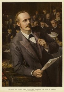 Der ehrenwerte Arthur James Balfour, MP, spricht im Unterhaus