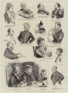 Skizzen bei den Sitzungen des Londoner Schulvorstands von Sydney Prior Hall