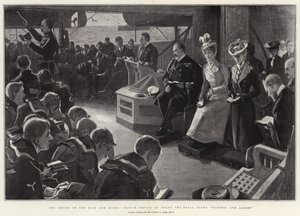 Die Kreuzfahrt des Königs und der Königin, Gottesdienst an Bord der königlichen Yacht Victoria und Albert von Sydney Prior Hall