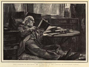 Der Abend seiner Tage, Mr. Gladstone in der Bibliothek von Hawarden Castle