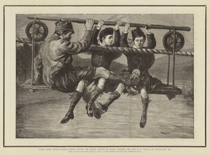 Die erste Reise, Prinz Albert Victor und Prinz George von Wales überqueren den Dee in einer Wiege bei Abergeldie, 1876