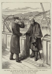 Der Prinz von Wales in Norwegen, Mr. Gladstone besucht den Prinzen in Molde an Bord der königlichen Yacht Osborne