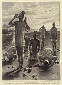 Der Vormarsch im Sudan, Gebete in der Wüste, eine Sonnenuntergangsszene bei Berber