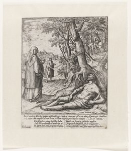 Ein Priester und ein Levit gehen vorbei und lassen den verwundeten Reisenden liegen