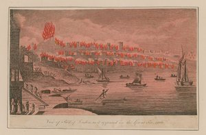 Ansicht eines Teils von London, wie es im Großen Brand von 1666 erschien