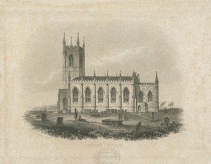 Stoke-upon-Trent Kirche [Neu]: Stahlstich (vignettierte), undatiert [?Mitte 19. Jh.]