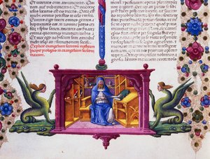 Randfries am Fuß der Seite mit St. Matthäus dem Evangelisten, Band II f 148, v, Bibel von Borso d