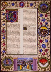 Incipit aus dem Buch Joel, aus Band II der Bibel von Borso d