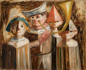 Vier Kinder mit Trompete von Tadeusz Makowski