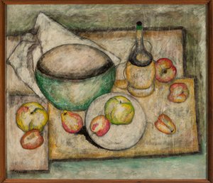 Stillleben mit grüner Schale und Früchten von Tadeusz Makowski