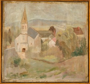 Landschaft mit kleiner Kirche (La Comelle) von Tadeusz Makowski