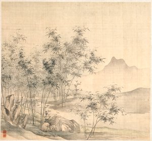Einzelner Kranich im Bambushain von Tao Hong