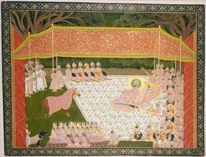 Maharana Sarup Singh inspiziert einen Preis-Hengst, 1845-46