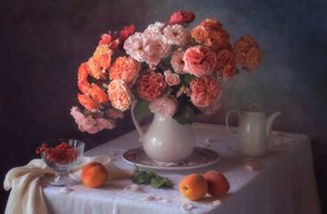 Pfirsiche und Gartenrosen von Tatyana Skorokhod
