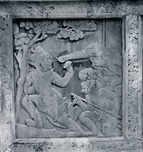 Eines von einer Serie von Reliefs, die das Ramakien (Ramayana) darstellen