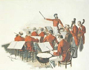 Der österreichische Komponist Johann Strauss II und seine Kapelle beim Hofball von Theo Zasche