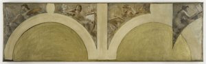 Skizze für den Salon des Arts im Pariser Rathaus: Malerei, Skulptur, Architektur, Kupferstich, ca. 1891 von Theobald Chartran
