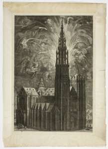 Feuerwerk um die Kathedrale von Antwerpen, Tafel 41 aus Casperius Gevartius, Pompa Introitus Honori Serenissimi Principis Ferdinandi